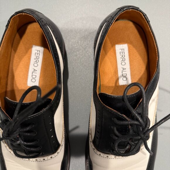 Ferro Aldo Men's Wingtip Oxford Dress Shoes | Classic Brogue & Two-Tone - Picture 6 of 7